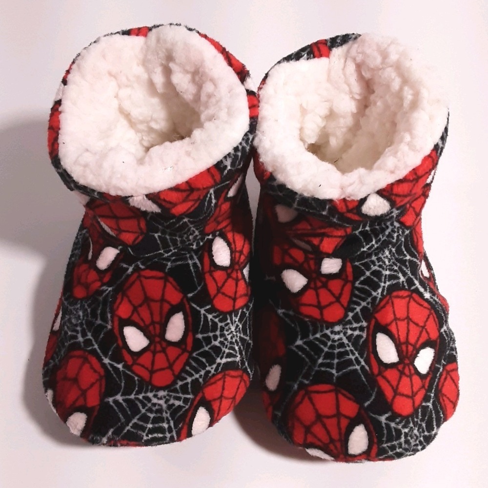 Spiderman Marvel Pullon Slippers No Slip Dots Kids Boys Girls New 6"